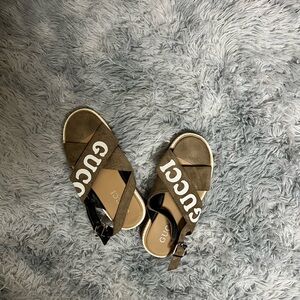Gucci Tan Sandals with Logo Straps